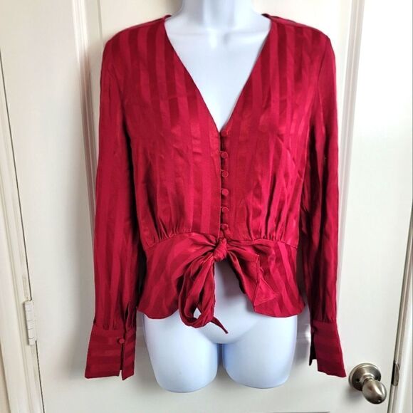 CHELSEA28 Tie Front Blouse - Picture 1 of 8